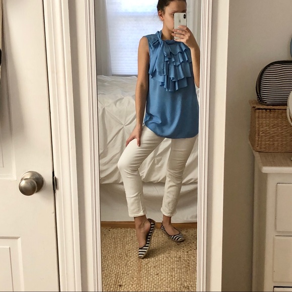 Banana Republic Blue Ruffle Top - Picture 2 of 2